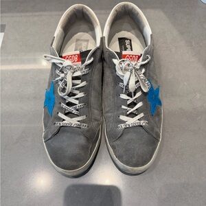 Golden Goose Superstar Men's Sneakers in Gray with Blue Star